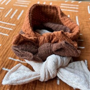 Boho waffle headband bow trio 0-24 months